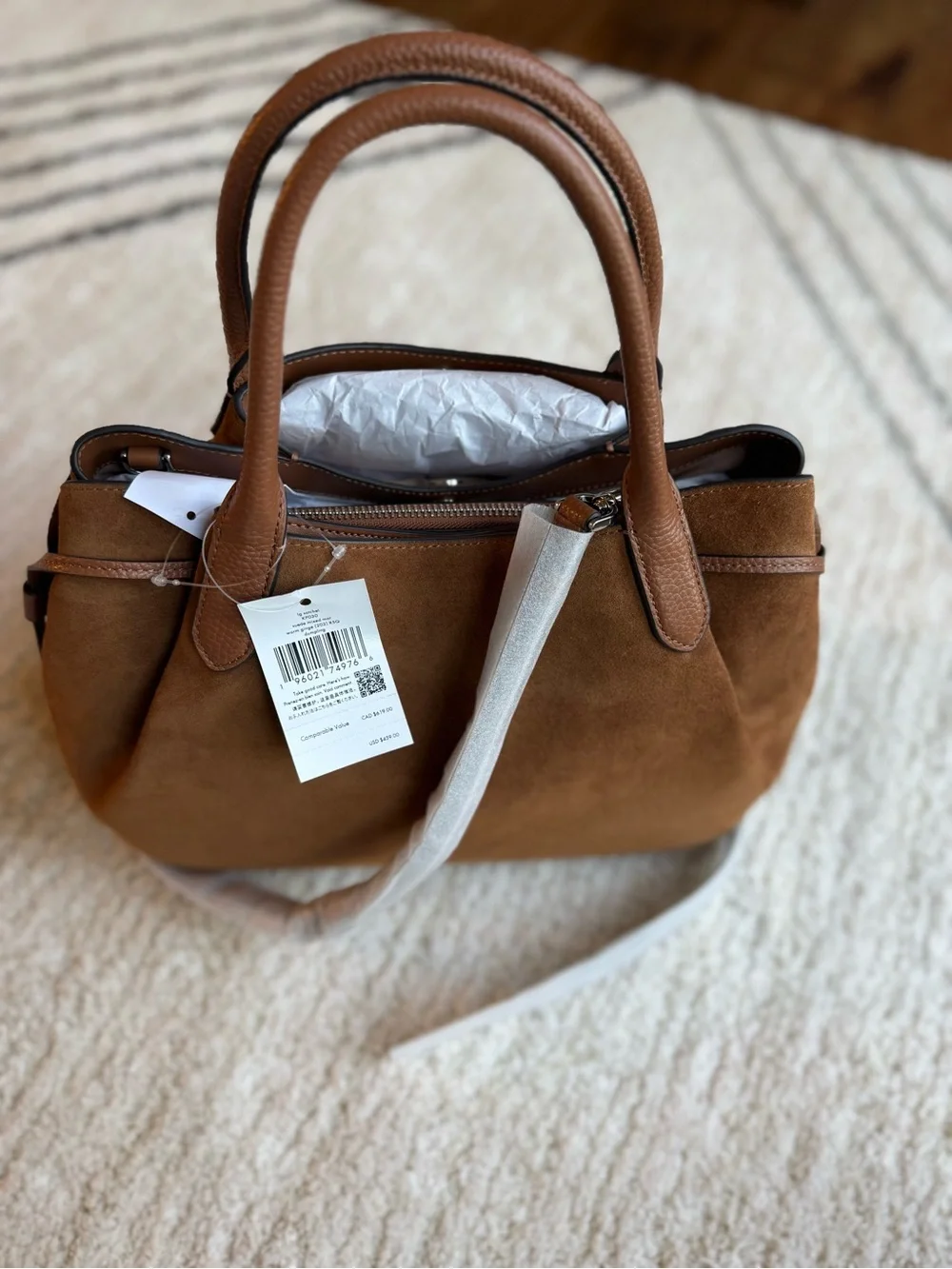 kate spade Dumpling Cognac Brown Suede Satchel